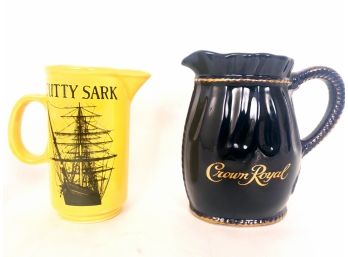 Crown Royal And Cutty Sark Whiskey Ceramic Pitcher