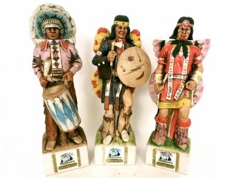 Group Of 3 Ski Country Native American Indian Decanters