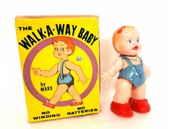 Vintage Marx Toy Walk A Way Baby In Box