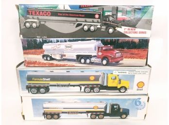Group Of 4 Texaco And Shell Gasoline Tanker Trucks In Box