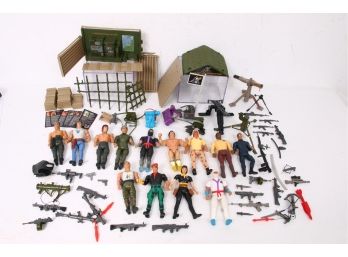 Huge Lot Of Vintage Coleco Anabasis 1985-1986 RAMBO Action Figures, Weapons, Accessories, Parts