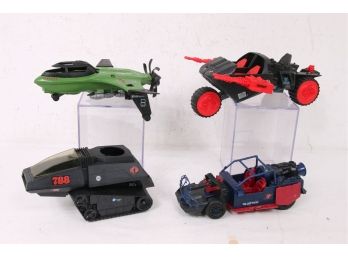 Group Of 4 Vintage Hasbro G.I JOE Vehicles - HISS Tank, Dreadnok Thunder Machine, Mudfighter & Cobra Stun
