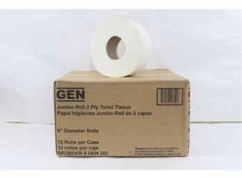 12 Rolls Of GEN Jumbo Jr. 2-Ply Toilet Tissue Rolls, White, (GEN202)