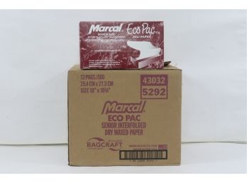 12 Boxes Of Marcal Eco Pac 10' X 10 3/4' Senior Interfold Dry Waxed Paper Deli Paper. 500 Sheets/per Box