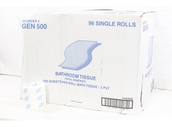 96 Rolls Of Gen 500 Bathroom Tissue 2-Ply 500 Sheets/Roll. White