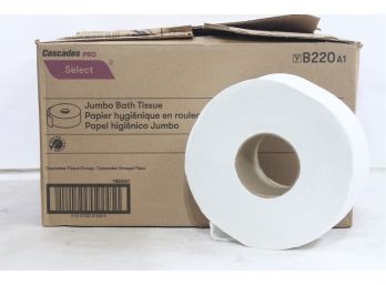 12 Rolls Of Cascades Pro Select Jumbo Bath Tissue, Septic Safe, 2-Ply, White, 3.45' X 1000