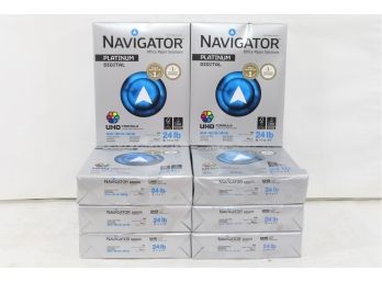 8 Reams Of Navigator Platinum Paper, 99 Brightness, 24/20 Lbs  8-1/2 X 11, White, 500Sheets