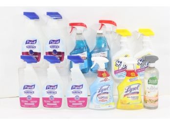 Group Of 12 Misc. Multi-purpose Household Cleaners. Includes Purell, Lysol, Scrub Free & Ect.