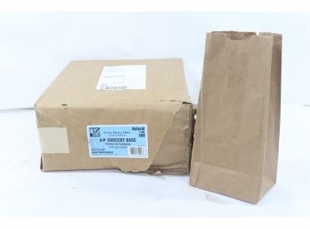 AJM Packaging Natural Kraft #8 Grocery Bag 500 Bags 12.37x6.12x3.93 Natural