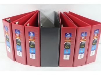 7 Avery Heavy-Duty View Binder W/Locking 1-Touch EZD Rings 3' Cap Red. Includes Universal/ Blck