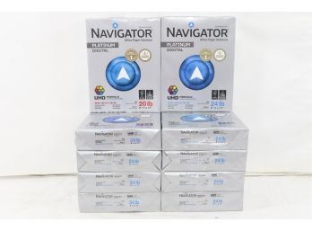 10 Reams Of Navigator Platinum Paper, 99 Brightness, 24/20 Lbs  8-1/2 X 11, White, 500Sheets
