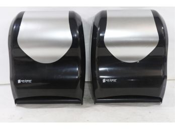 2 San Jamar Tear-N-Dry Electronic Touchless Roll Towel Dispenser, Black/Silver