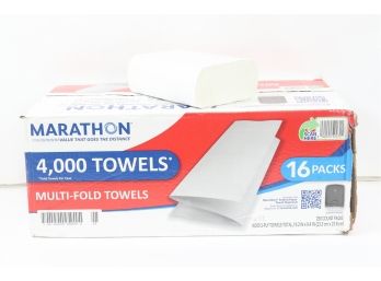 16 Packs Of Marathon Multifold Paper Towels, 1-Ply, 9 1/5' X 9 2/5', White (4000 Ct.)