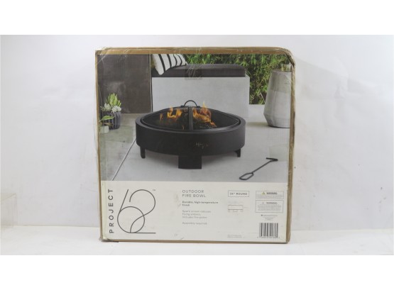24' Round Wood Burning Fire Pit With Legs - Black - Project 62