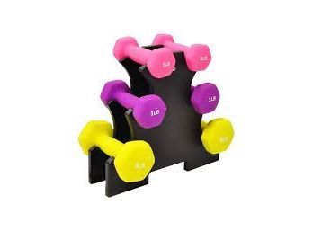 HolaHatha 2, 3, And 5 Pound Neoprene Dumbbell Free Weight Set With Rack