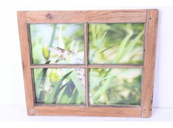 Vintage Repurposed Window 21' X 18' Hummingbird
