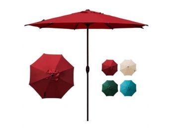9 Ft. Outdoor Market Umbrella With Push Button Tilt And Crank Patio Umbrella In Red