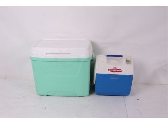 Pair Of Vintage Igloo Coolers Includes Teal Green & Playmate
