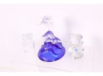 Group Of Glass Figurines Includes Fenton Bear