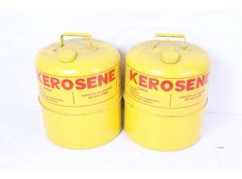 2 Vintage Sears Metal Yellow Kerosene Cans 5 Gallons