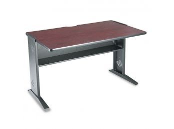 Safco Computer Desk W/ Reversible Top Mahogany/medium Oakblack 1931 NEW
