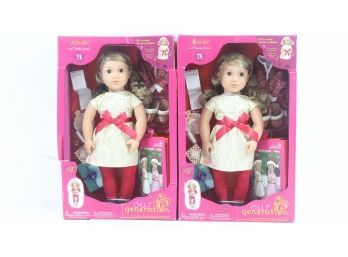 2 Our Generation Noelle With Storybook & Outfit 18' Posable Holiday Dolls