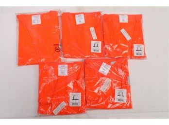 5 Packages Of Class 2 Level 2 Mesh Orange Safety Vests (1) 4XL (3) 5XL