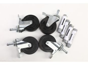4 - 5' X 1 3/8' Solid Rubber Swivel Casters With Step Brake