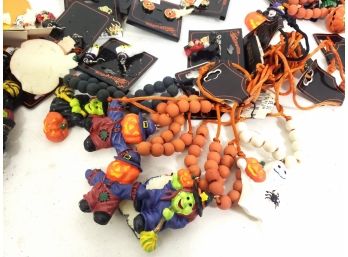 Lot Of Halloween Custome Jewelry Earrings And Necklaces, Ghost, Pumpkin, Black Cats And More