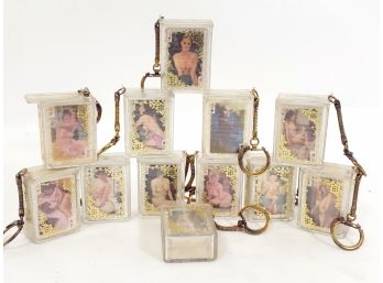 Group Of 12 Sets Of Miniature Nude Playing Cards Keychains