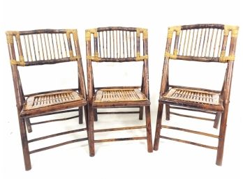 Group Of 3 Child Size Bamboo Chairs Made In The Peoples Republic Of China