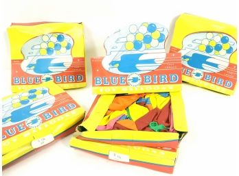 5 Boxes Of Vintage Blue Bird Balloons Store Display Boxes