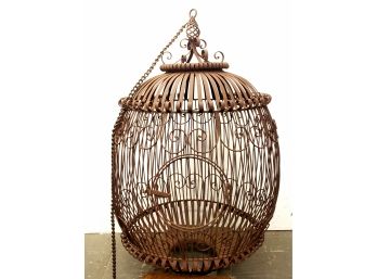 5 Foot Tall Antique Wrought Iron Birdcage