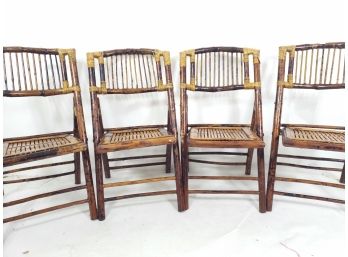 Group Of 4 Kids Bamboo Folding Chairs Made In Peoples Republic Of China