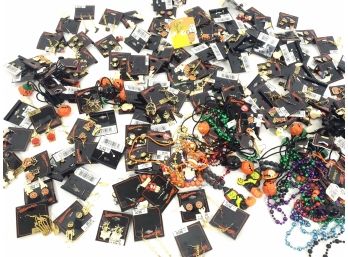 Lot Of Halloween Custome Jewelry Earrings And Necklaces, Ghost, Pumpkin, Black Cats And More