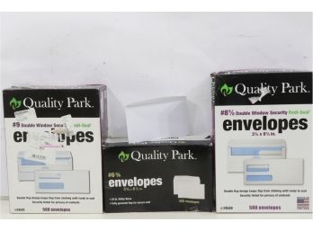 3 Boxes Of Quality Park Envelopes #9, #8 8/5 & #6 3/4