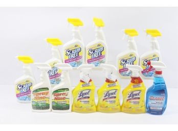 12 Bottle Of  Of Misc, Multi-Surface, Cleaners..includes Spray Nine,  Scrube Free & Glance