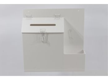 Deflecto Plastic Suggestion Box With Locking Top 13 3/4 X 3 5/8 X 13 White