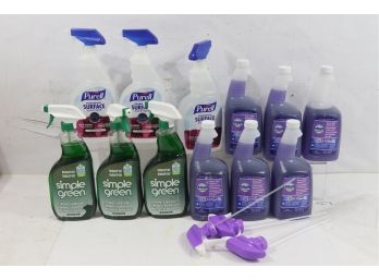 12 Bottle Of  Of Misc Cleaner & Degreaser.. Includes  Simple Green, Dawn & Purell