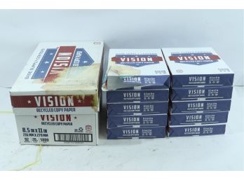 10 Reams Of Vision Recycled Copy Paper 8.5' X 11'. 20lb. 5000 Sheets