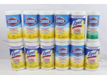 12 Canisters Of Disinfectant Wipes Includes Clorox And Lysol