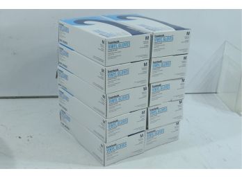 10 Boxes Of Boardwalk Disposable Vinyl Gloves, Clear, Medium, 4 Mil, 100 Gloves Per Box