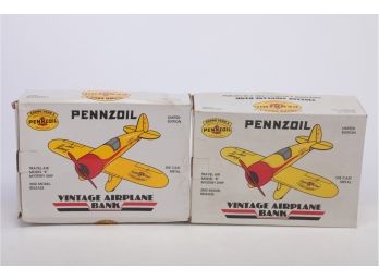 Lot Of 2 Vintage Pennzoil Airplane Bank
