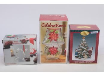 3pc Assorted Christmas Candleholder Lot
