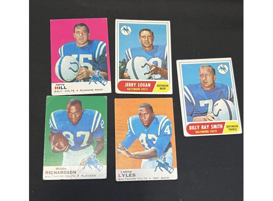Lot Of 5 1960s Baltimore Colts Football Cards
