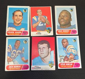 Lot Of 6 San Diego Chargers 1960s Football Cards