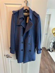 New Burberry Wool & Cashmere-Blend Military Coat Size 52 Retail 2250.00