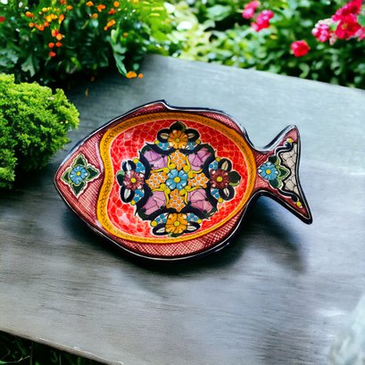 Italian, Spanish, Mexican Ceramic Clock & Dishes