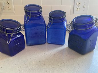 Blue Glass Canister Set