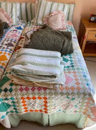 Twin Bed, Quilt And Linens #1